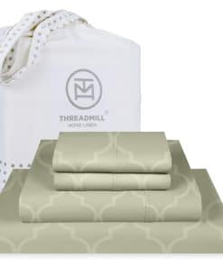 Juego de sábanas 100% algodón Threadmill para -Sage Green Tr