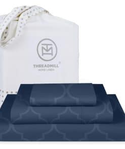 Juego de sábanas de algodón Threadmill Twin -Azul Folkstone