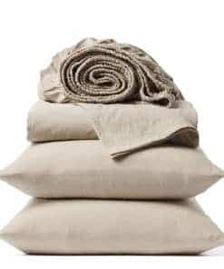 Juego de sábanas de percal arrugado -Hazelnut Chambray