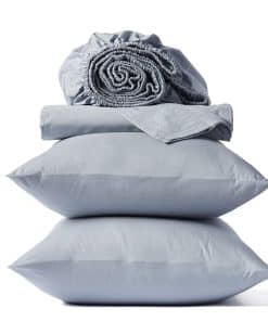 Juego de sábanas de percal arrugado orgánico Coyuchi, Azul