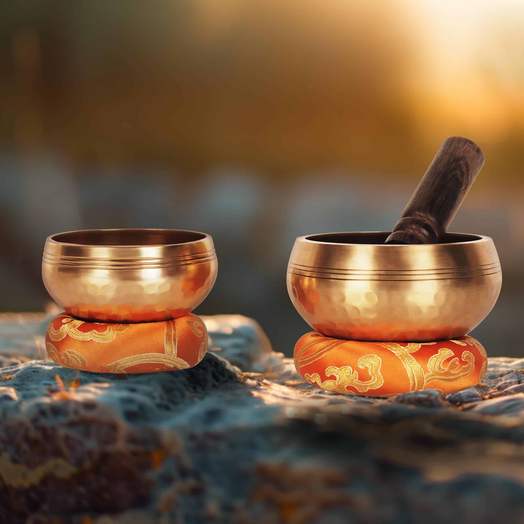 Set de 2 Cuencos Tibetanos Sonoros 9 cm y 11 cm Decoración - Imagen 5