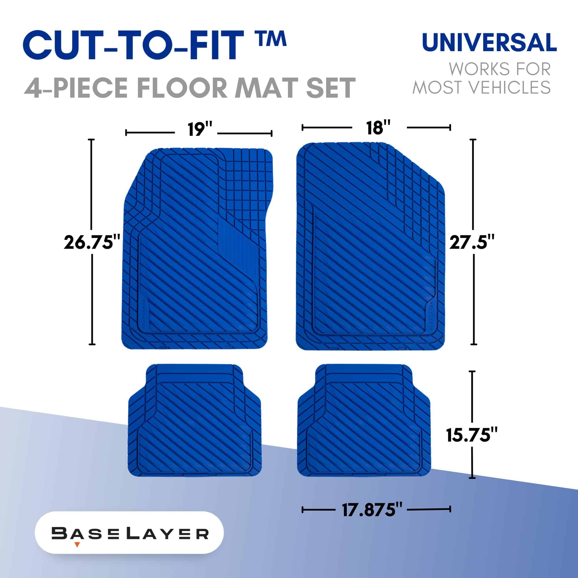 BaseLayer Tapetes de Auto Cortables Color Azul Royal de 4 - Imagen 3