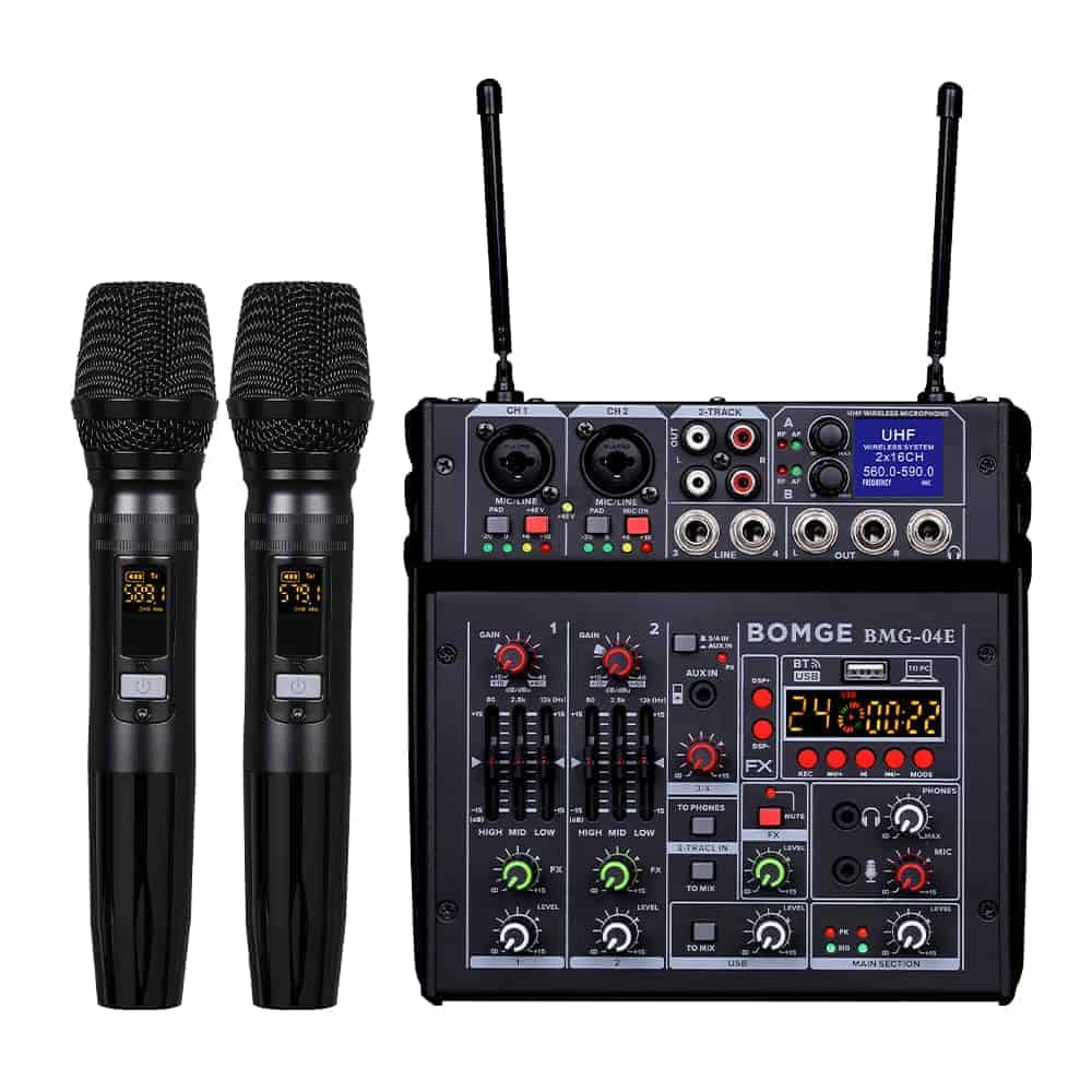 BOMGE 04E Mezcladora de Audio Karaoke, Mezclador de 4