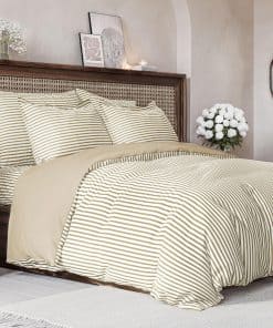 Set de Funda Nórdica Tamaño King Cal - Extra -Rayas Beige