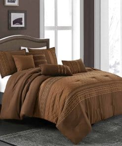 Juego de edredón Boho Chic Zuza Coffee Brown de 7 piezas -