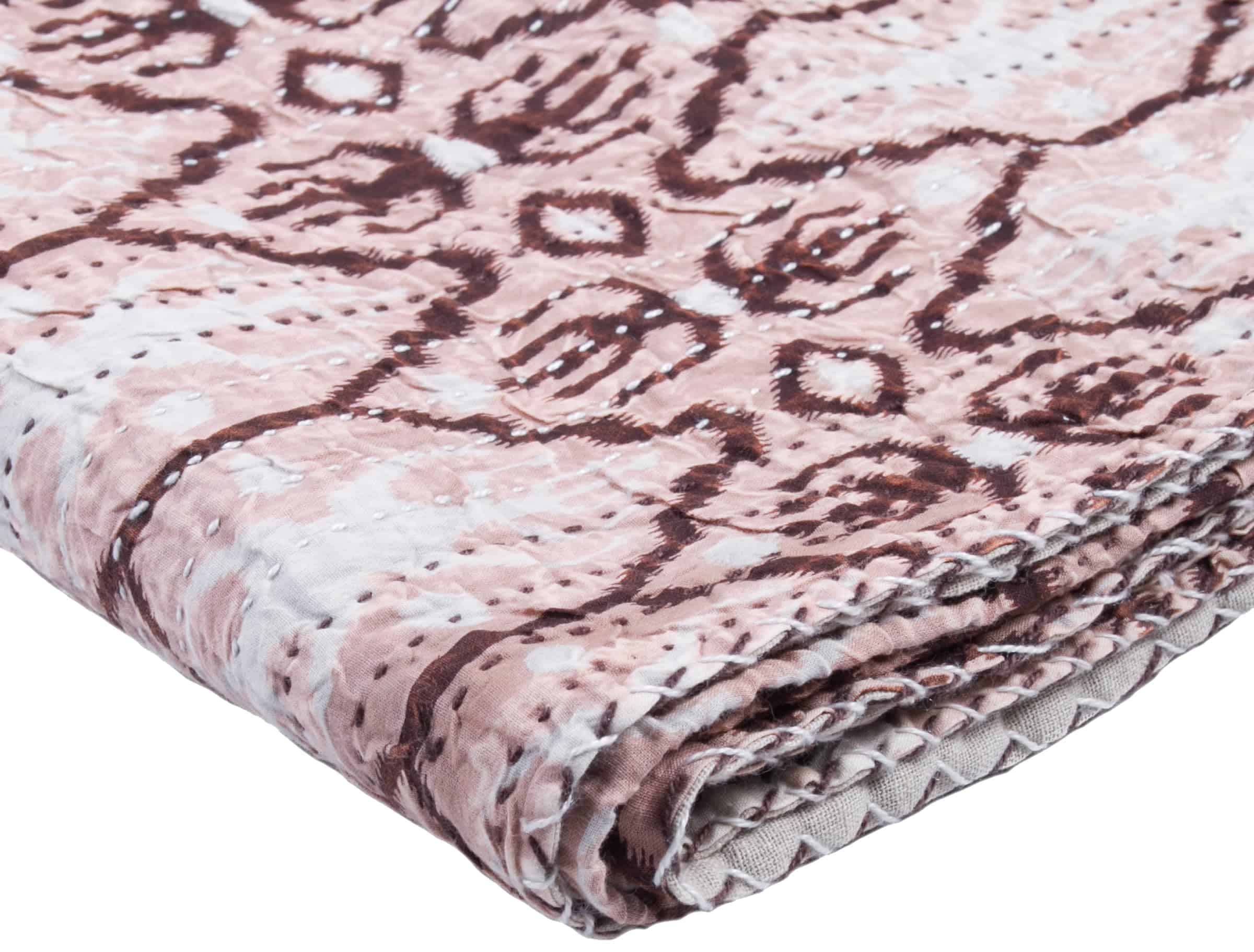 Taj Hotel Kantha Manta de Algodón Acolchada Hecha a Mano, - Imagen 3