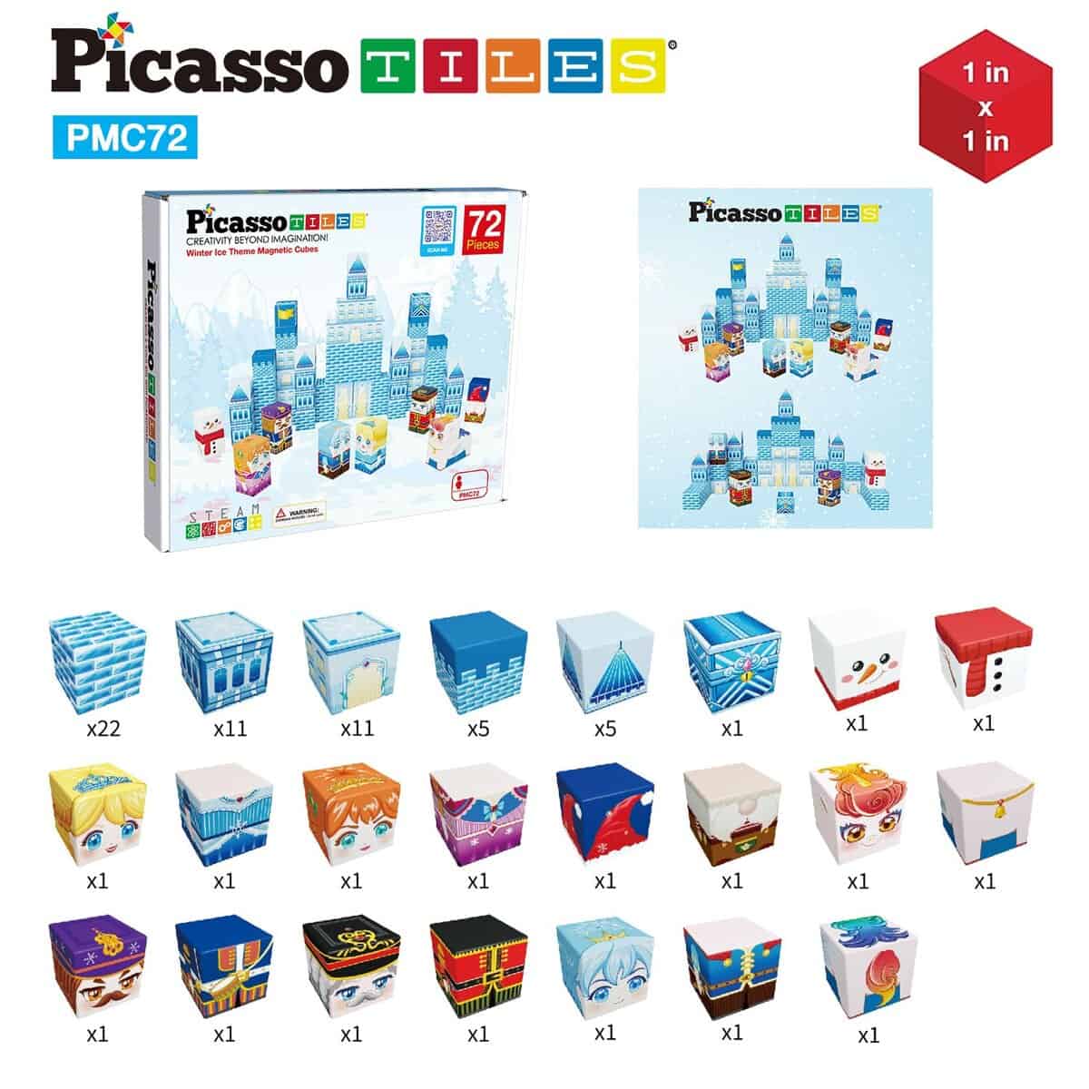 PicassoTiles Cubo Magnético Tema Invierno Hielo - Juego de - Imagen 8