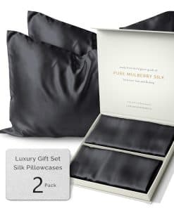 SUNDAYSILKS� | Fundas de Almohada de Seda 2 -Negro Medianoch