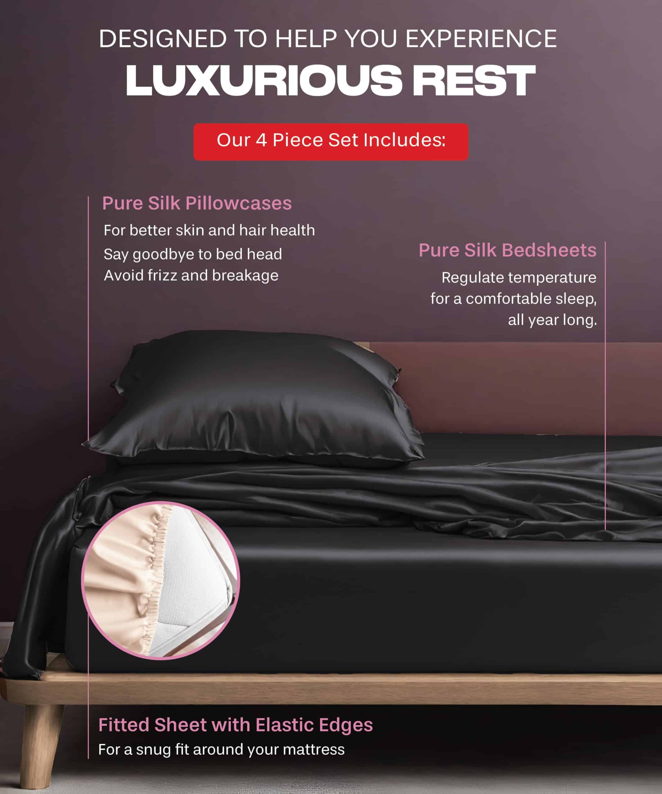 Juego de Sábanas de Seda 100% de Morera | Sábanas de Seda - Imagen 6