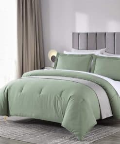 Juego de Comforter de Algodón Sólido en Color Verde Salvia