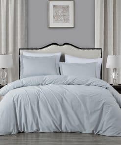 Juego de funda de edredón sólido gris plateado Chezmoi