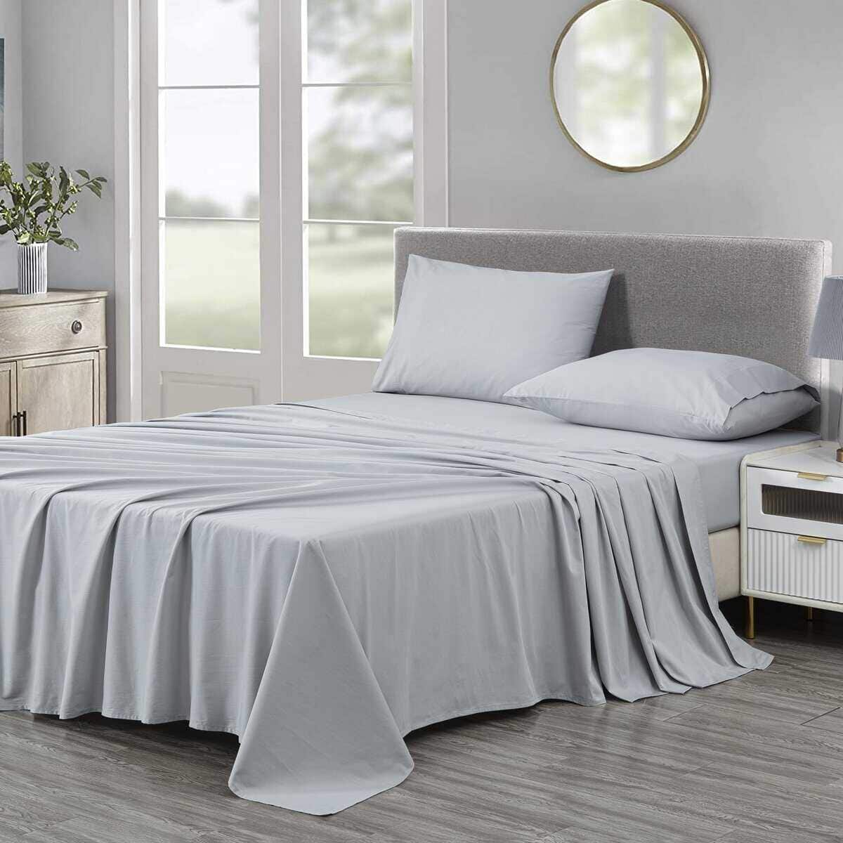 Juego de sábanas Chezmoi Collection Solid Silver Gray 250TC