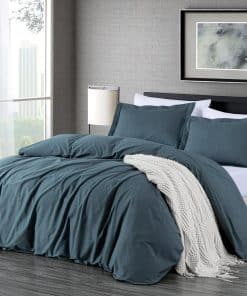 Chezmoi Collection Solid China Blue Juego de Funda Nórdica