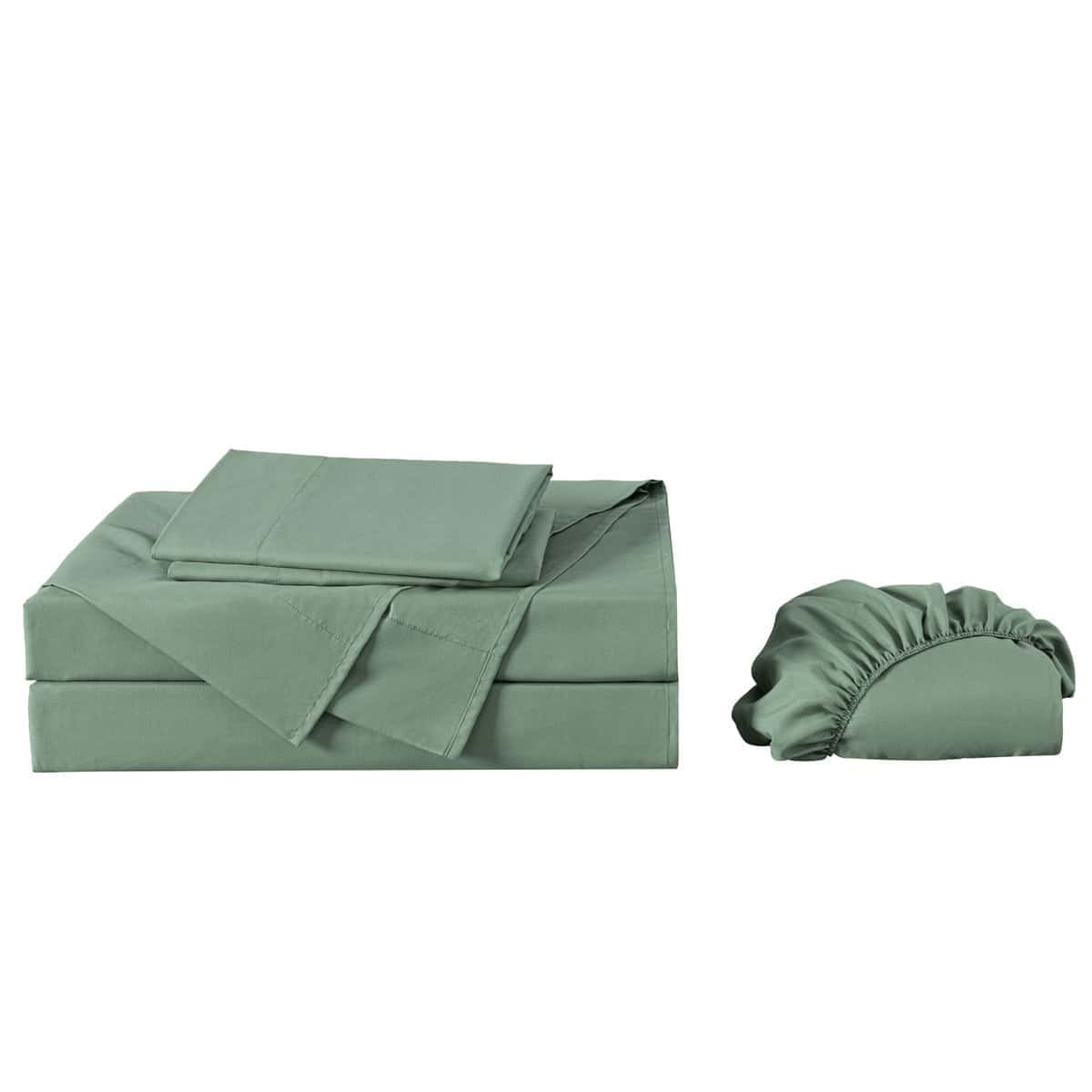 Juego de Sábanas de Franela de Algodón de 250TC Color Verde - Imagen 10