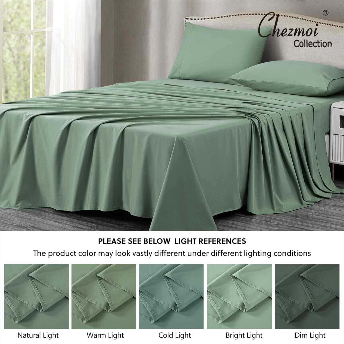 Juego de Sábanas de Franela de Algodón de 250TC Color Verde - Imagen 6