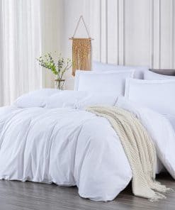 Juego de Funda Nórdica 100% Algodón Blanco Sólido Chezmoi