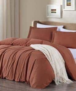 Juego de Funda Nórdica Sólida Terracota de Algodón 100%