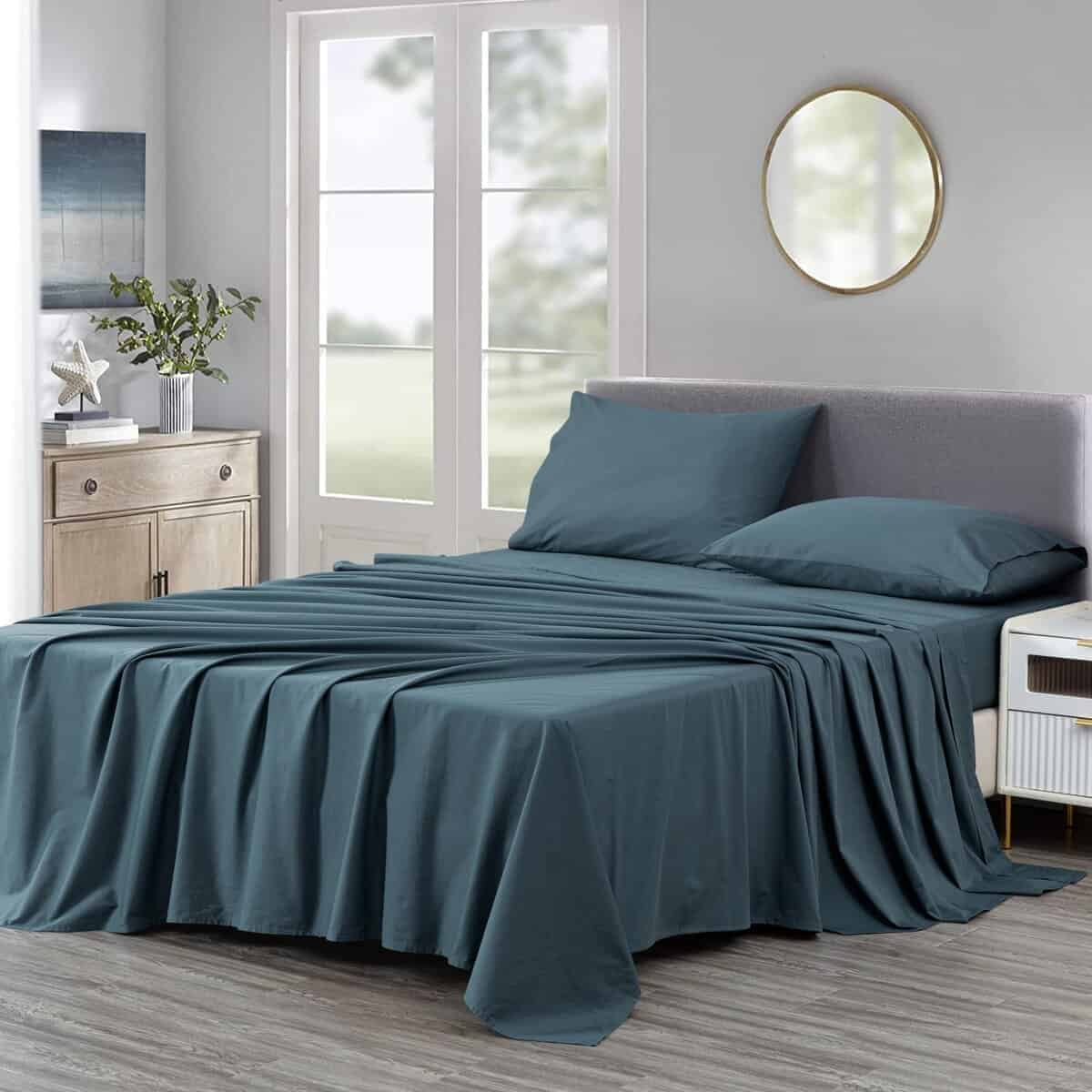 Juego de Sábanas Chezmoi Collection Sólido Azul China 250TC