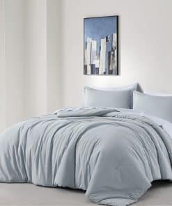 Chezmoi Collection Juego de Edredón de Algodón Gris