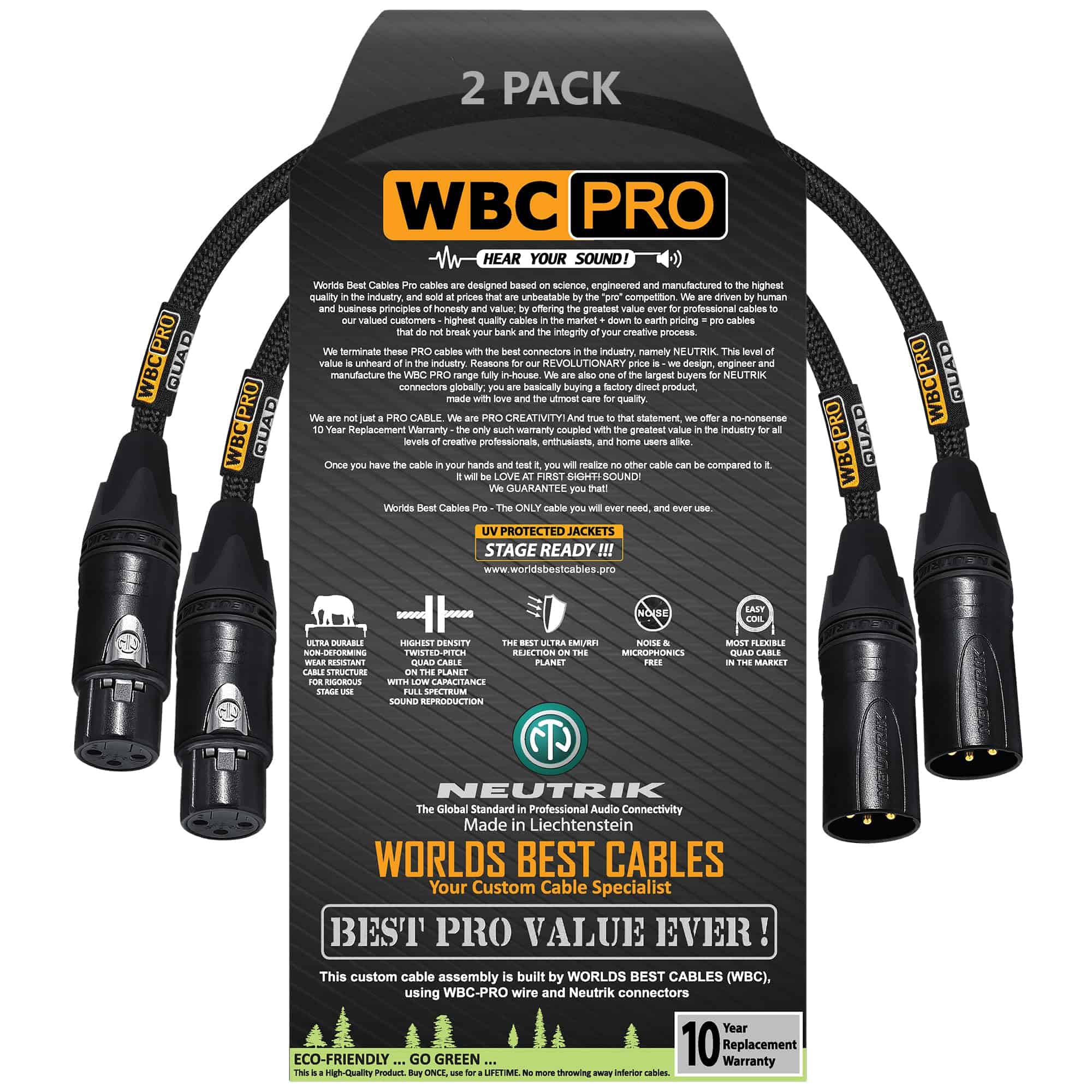 2 Unidades - 1 Pie - Cable Star-Quad Ultra-Silencioso y