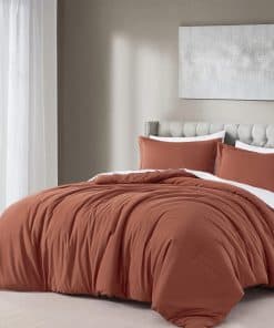 Juego de Edredón de Algodón Terracota Sólido Chezmoi
