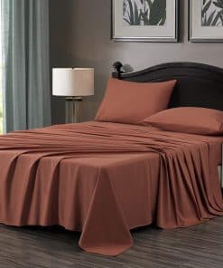 Juego de Sábanas de Algodón 100% Twill en Color Terracota,