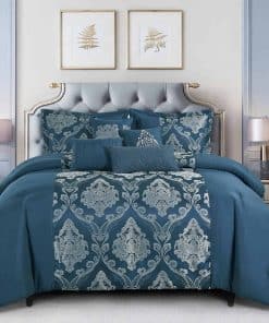 ESCA Juego de Edredón Jacquard Daryl de 7 Piezas Azul