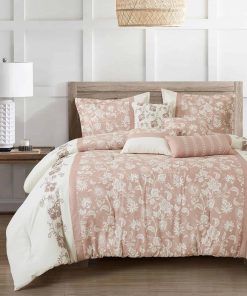 Juego de confort de 7 piezas ESCA Kabibe Floral Pink con