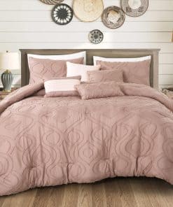 ESCA Juego de Edredón Inara Rosa Rubor de 7 Piezas, Juego