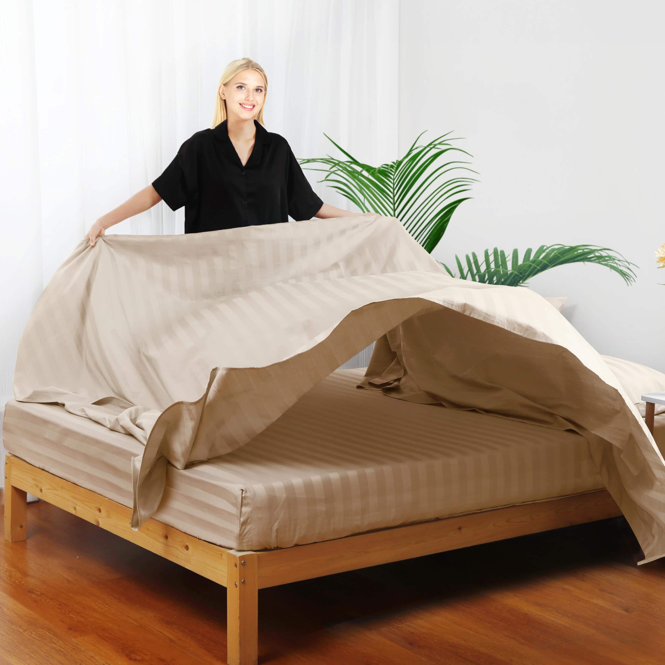 Sábana Bajera Individual Tamaño King, 400 TC Sábana Bajera - Imagen 5