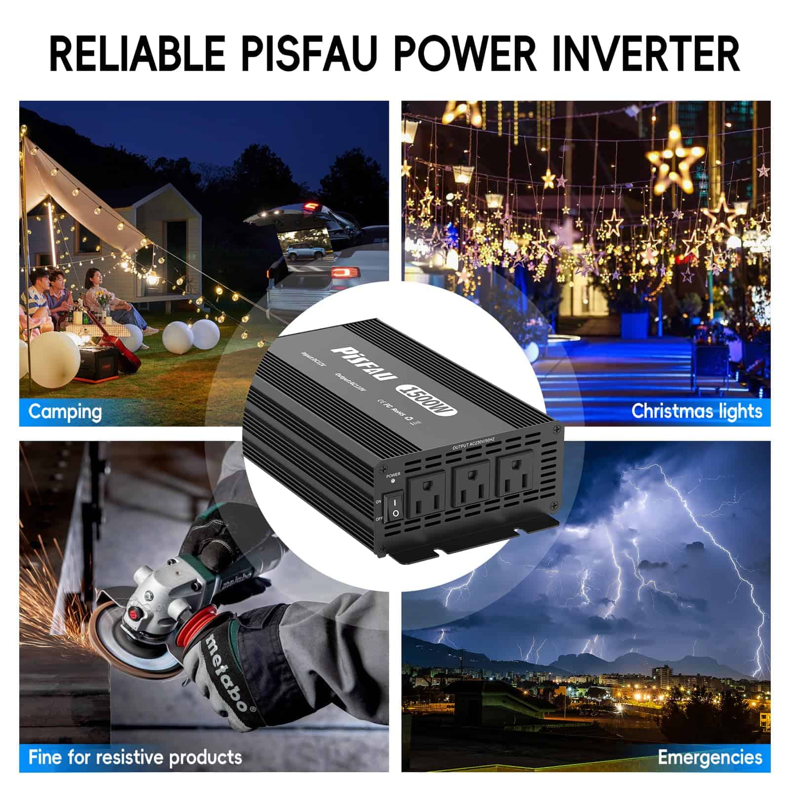 Inversor de Corriente de 1500 vatios 12v a 110v, - Imagen 6