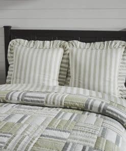 Fundas de Almohada Rizadas de Tela a Rayas Blancas y Beige