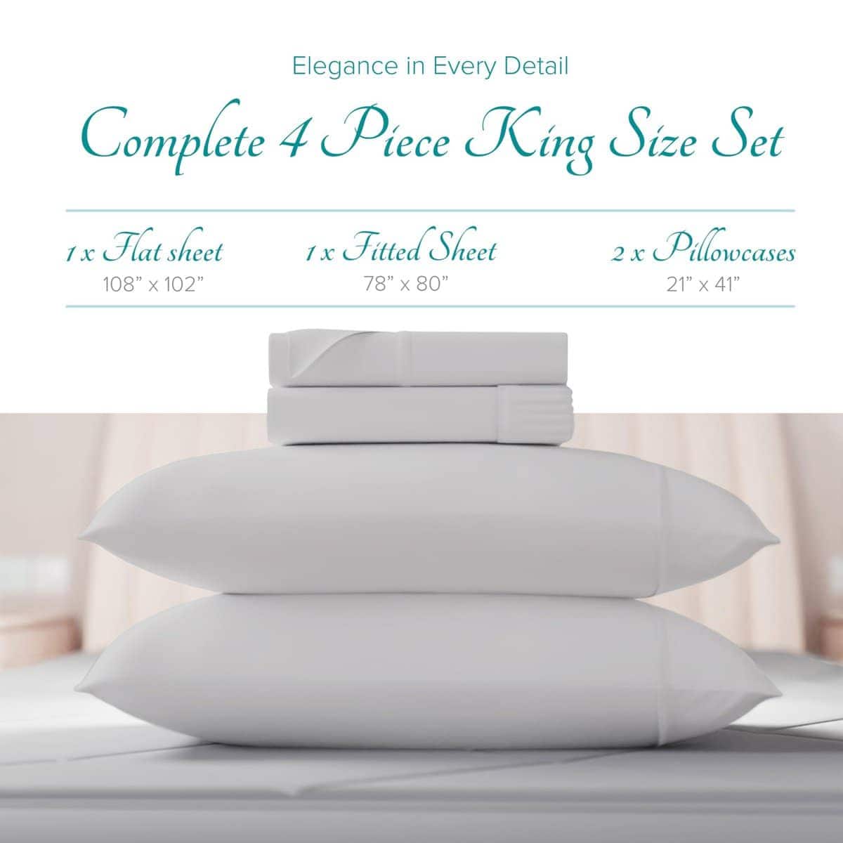Juego de Sábanas King Carressa Linen de Algodón Egipcio - - Imagen 4
