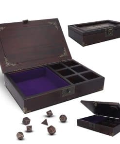 Bandejita de dados DND 2 en 1 - Set de dados de metal con