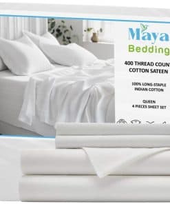 Juego de Sábanas Queen Maya 100% Algodón (4Pzas) -Blanco