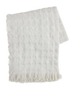 Manta de Lana en Tejido de Gofre Gris de Mud Pie; 60" x 50"