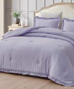 Chezmoi Collection Juego de Edredón Nora Lavanda Tamaño