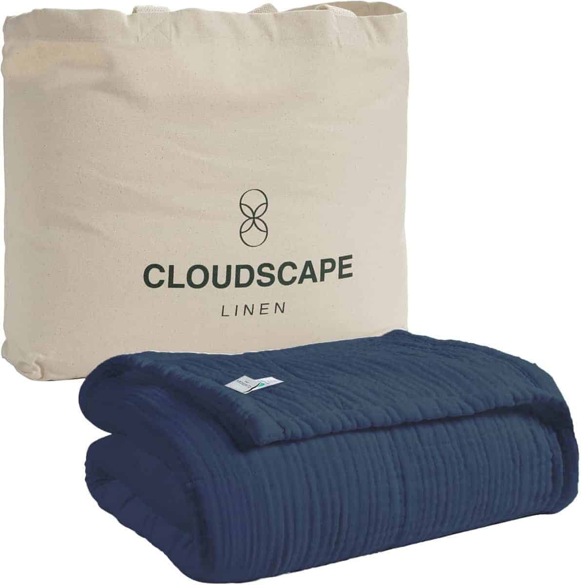 Manta de Cama de Tamaño Gemelo Cloud Scape de Lino Algodón