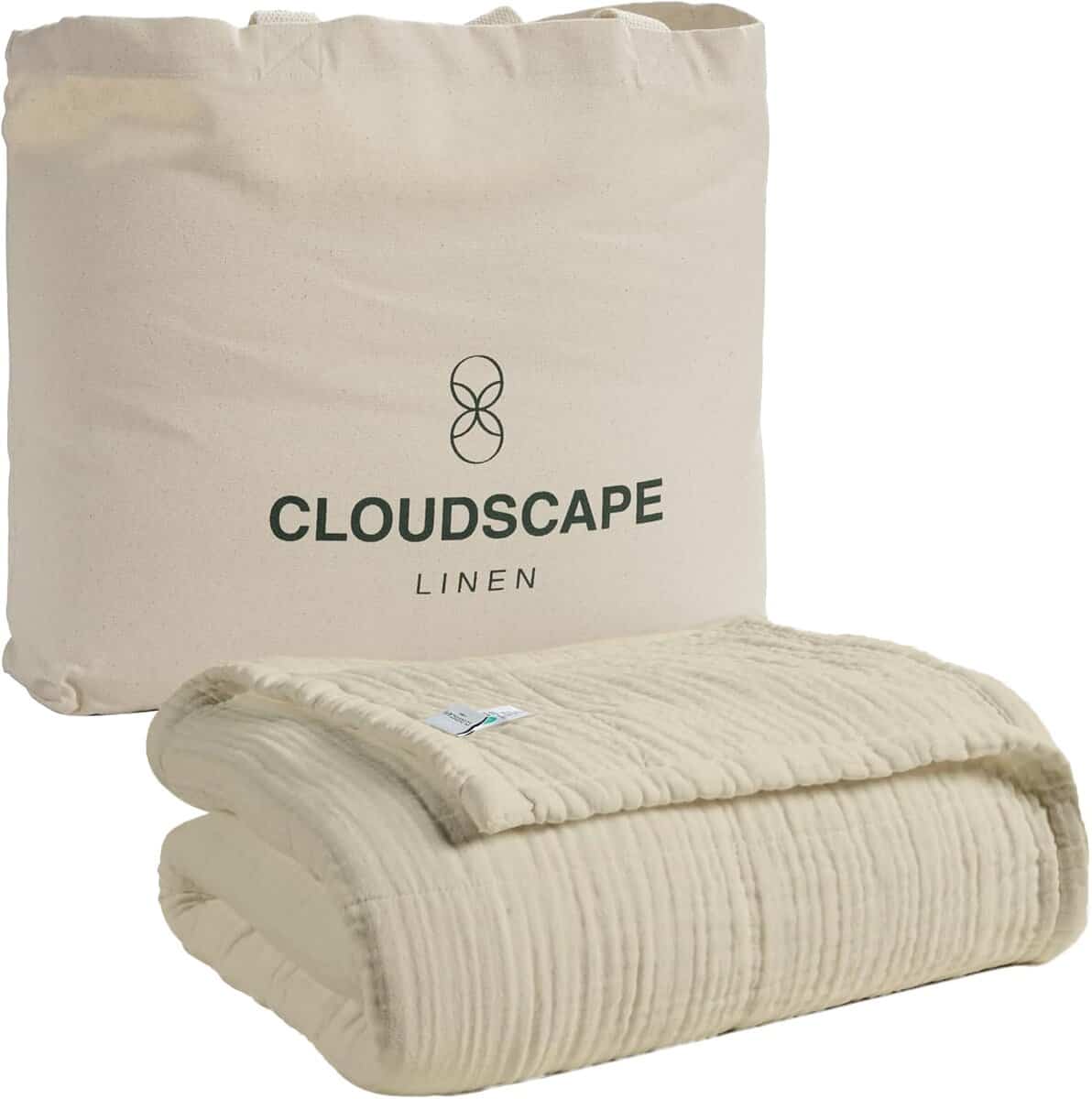 Manta de algodón y lino tamaño king para cama Cloud Scape