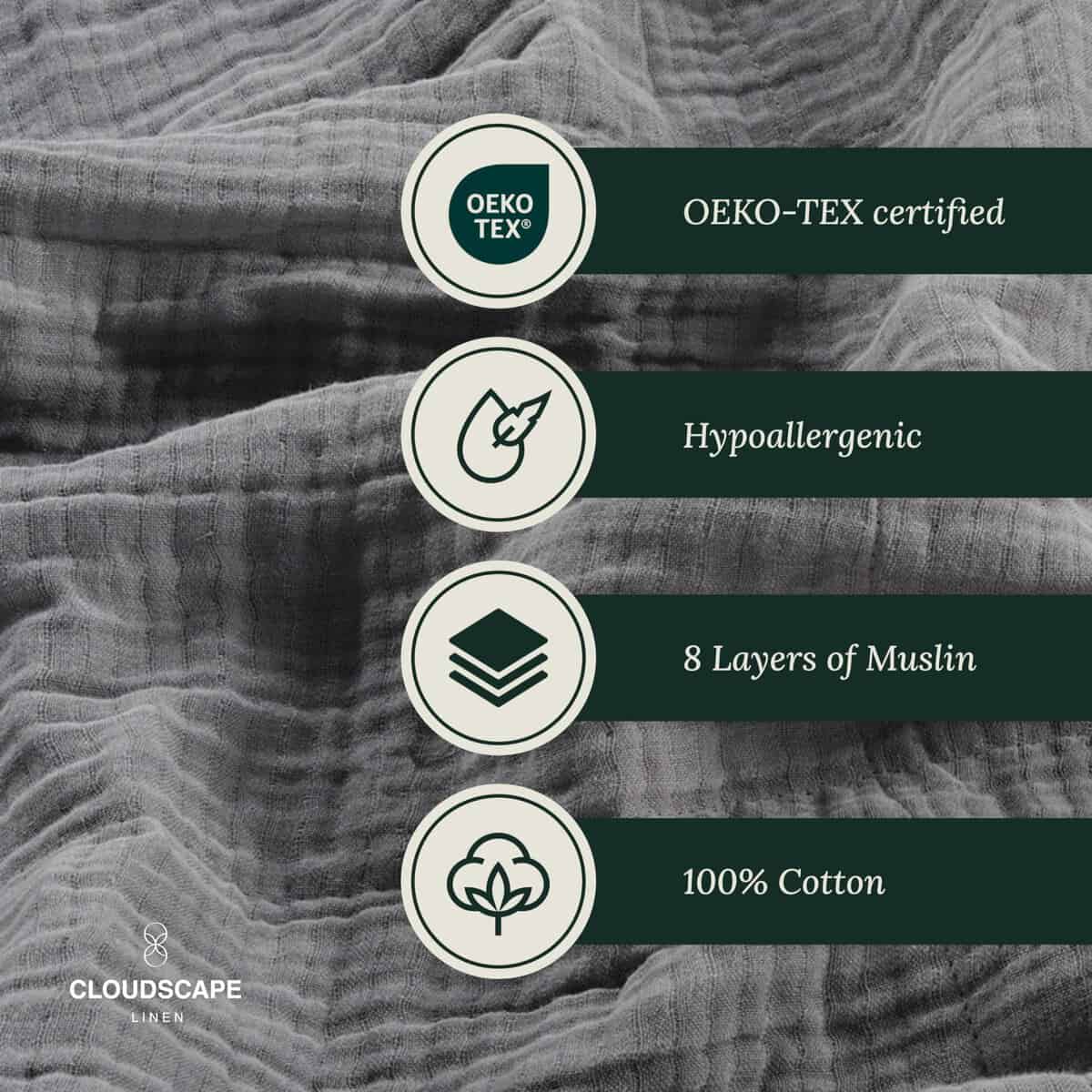 Manta de lino y algodón Cloud Scape tamaño King para cama, - Imagen 6