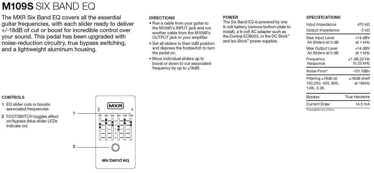 Tonebird MXR M109S Six Band EQ 10-Slide Equalizer Pedal de - Imagen 7