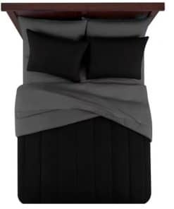 Juego de Edredón Reversible Negro de 7 Piezas SEDLAV con