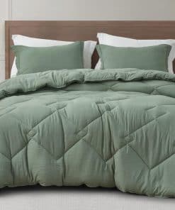 Chezmoi Collection Logan Juego de Edredón Verde Salvia