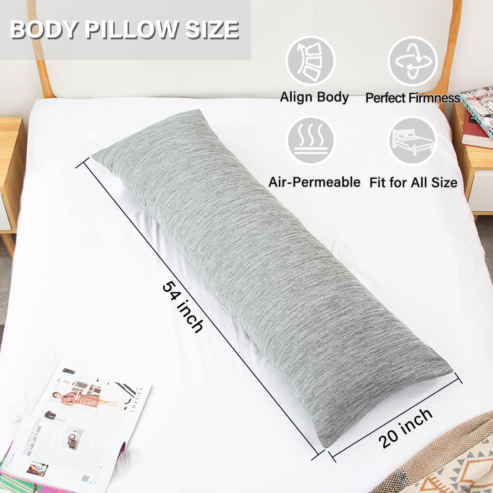 Almohada de Cuerpo 1 MIDDLE ONE, -Gris Refrigerante - Imagen 5