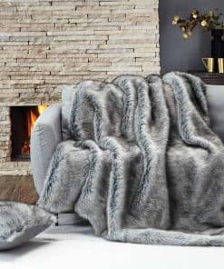 Manta de peluche gris Moonline de lujo, alfombra esponjosa