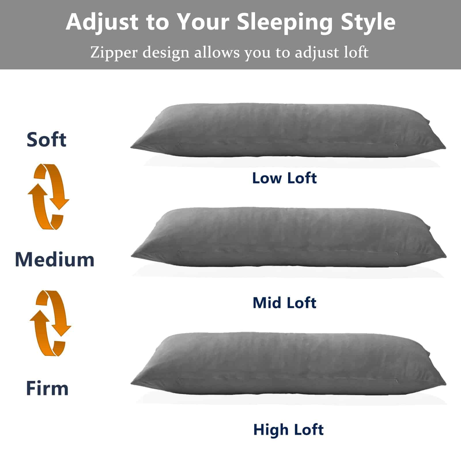 Almohada de Cuerpo 1 MIDDLE ONE, Almohada de Espuma con - Imagen 9