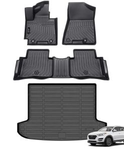 Juego de tapetes para piso y tapete de carga -Negro