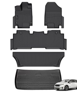 Juego de tapetes para piso y forro de carga -Negro