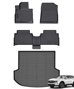 Juego de tapetes para piso y protector de carga -Negro