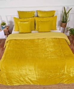DecorAvenue Ultra-Luxe Solid Velvet Duvet -Amarillo Lima